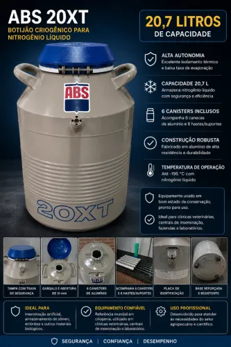 Botijão de Nitrogênio Líquido ABS 20XT - 20,7 Litros