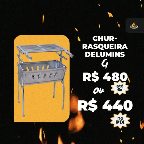 Churrasqueira Delumins Alumínio - Grande e Alta - Casa das Churrasqueiras