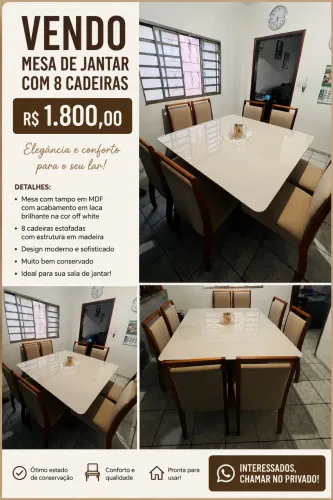 Mesa de vidro 8 lugares