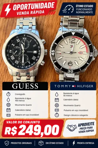 Kit 2 Relógios Guess + Tommy Hilfiger |