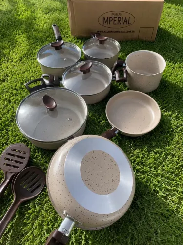 Conjunto de Panelas Capuccino 10 Peças Antiaderente Não Gruda