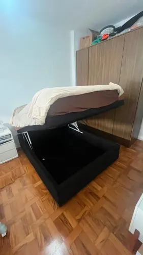 Base para Cama Box Casal Martin Premium com Baú Suede (45x138x188)