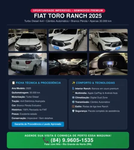 Fiat Toro Ranch 2.0 16V 4X4 Diesel Aut. 2025