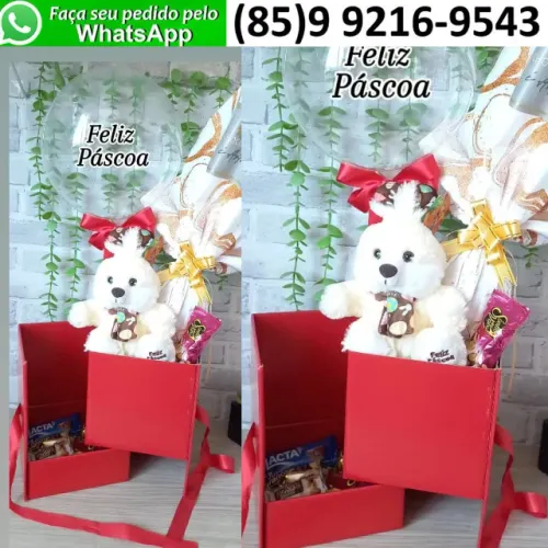 Kit Presente Ovo de Páscoa com Chocolates Lacta Pelúcia Coelho Balão