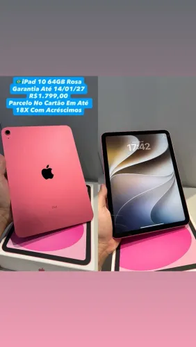 iPad 10 64GB Rosa - Garantia Até 14/01/27 (Usado)