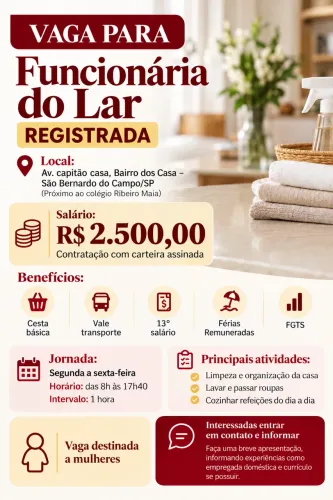 Vaga Funcionária do Lar