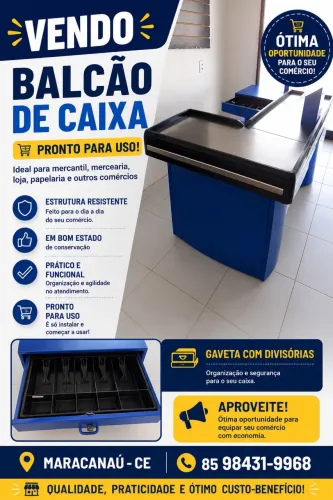 Checkout de Supermercado Completo com Gaveta de Caixa e Esteira - Usado