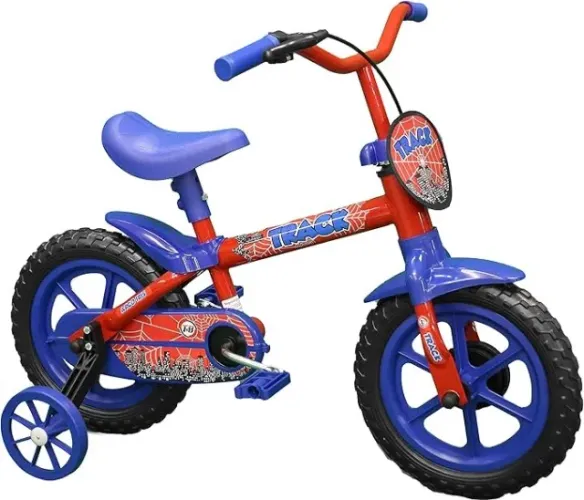 Bicicleta infantil Aro 12 TRack azul e vermelha