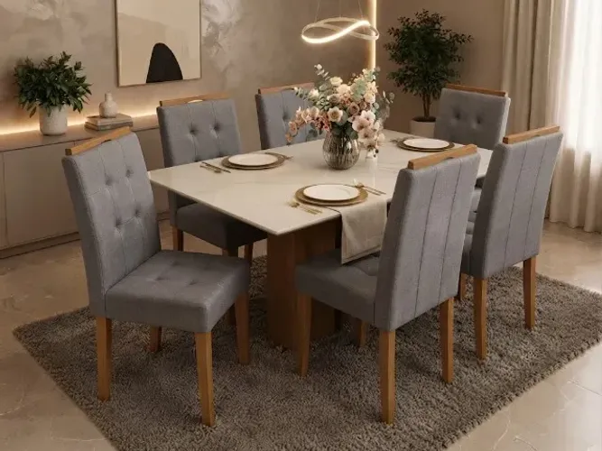 Mesa de Jantar Los Angeles com 6 Cadeiras Bali