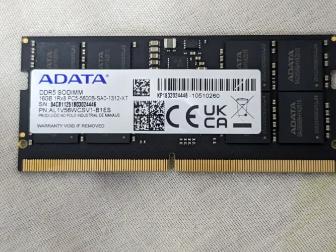 Memória RAM Notebook ADATA 16GB DDR5 5600MHz Original - Estado de Nova