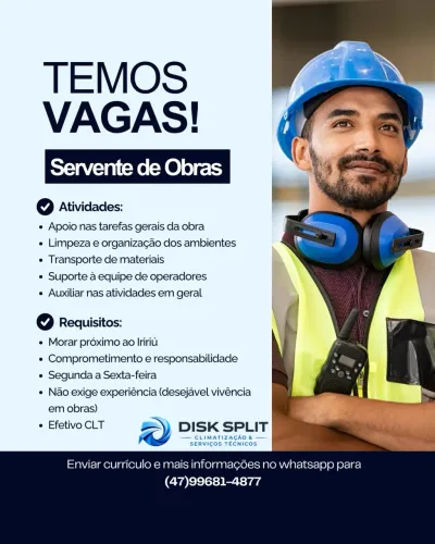 Vaga para Servente de obras