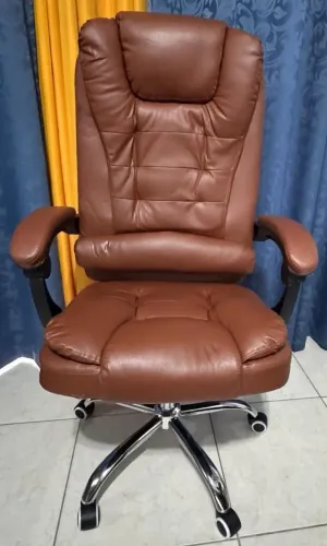 Cadeira Escritório NOVA Ergônomica Encosto Alto Cromada 120kg cor marrom