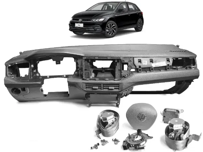 Painel Tabelier Kit Airbag Preto Volkswagen Polo 2023 2024 Virtus - Avaria