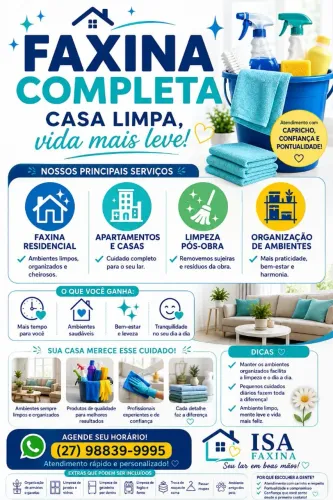 Faxina geral. Casa . Apartamento. Escritório. Lanchonete e etc