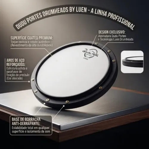 Pad de Estudo 8 Pol Coated Luen Dudu Portes Pele Tensionável