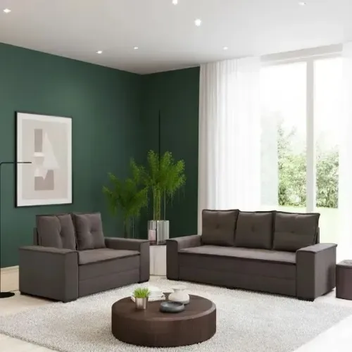 Sofá 2 e 3 lugares Barcelona Marrom (PRODUTO EM OFERTA)*