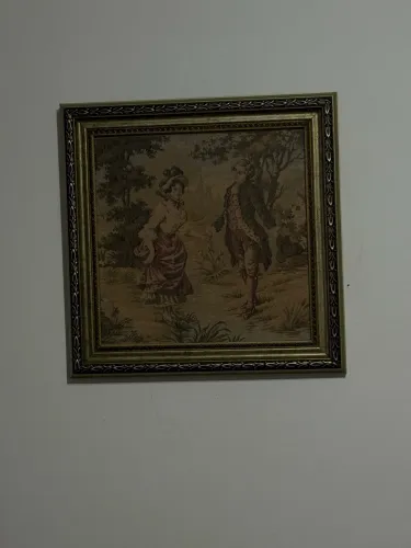 Par de Quadros Tapeçaria Clássica Francesa "Fête Printanière" - Vintage