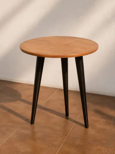 Mesa Lateral Redonda em MDF Folheado de Madeira
