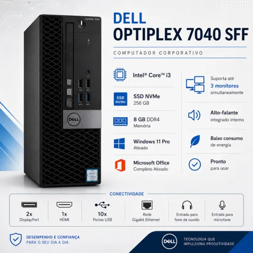 Dell OptiPlex 7040 SFF | SSD NVMe 256GB | 8GB DDR4 | Windows 11 Pro + Office