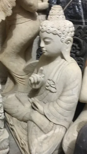 Buda de pedra branca limestone 60 cm de altura raridade peça única