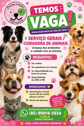 Vaga de emprego em Hotel Pet