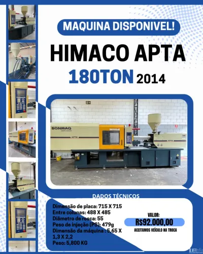 MAQUINA INJETORA DE PLÁSTICO | HIMACO APTA 180T | 2014