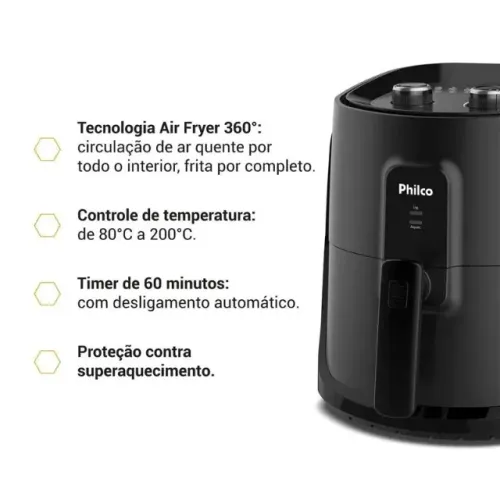 Air Fryer Philco 5,5L Revestimento Redstone 1500W