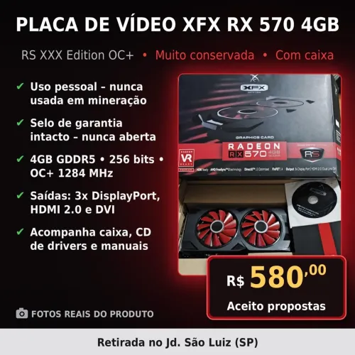 RX 570 4GB XFX Muito Conservada