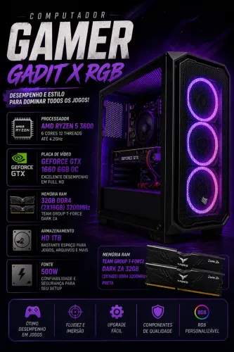 PC GAMER Ryzen 5 3600 + GTX 1660 6GB + 32GB RAM