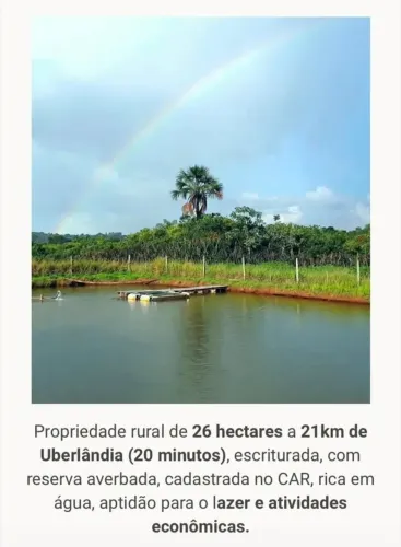Excelente Fazenda à venda na Zona Rural em Uberlândia/MG