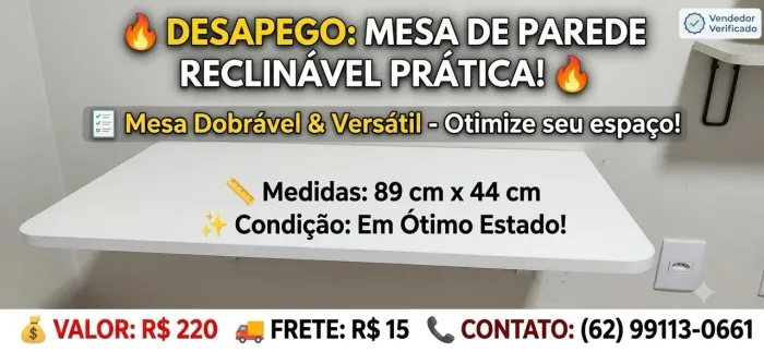 Mesa reclinável de parede 89 cm xx 44cm
