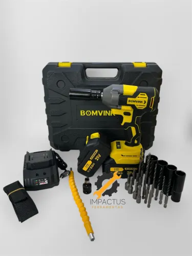 Chave de Impacto / Parafusadeira e Furadeira 600 Nm de Torque 21V Bomvink