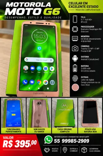 ? Motorola Moto G6 64GB | Ouro Rosé | Impecável + Caixa Original
