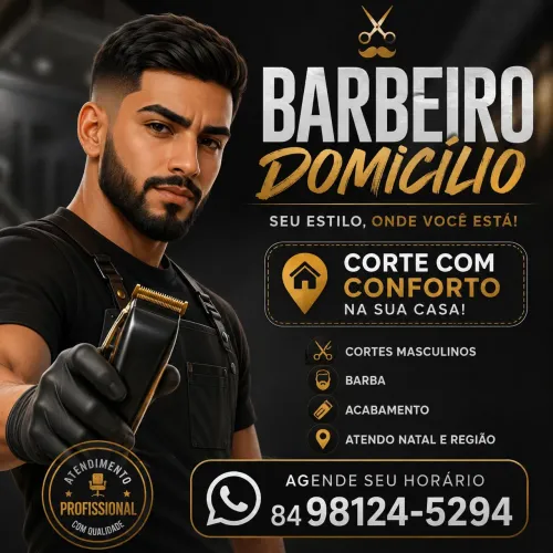 Cabelo barba barbeiro domicilio