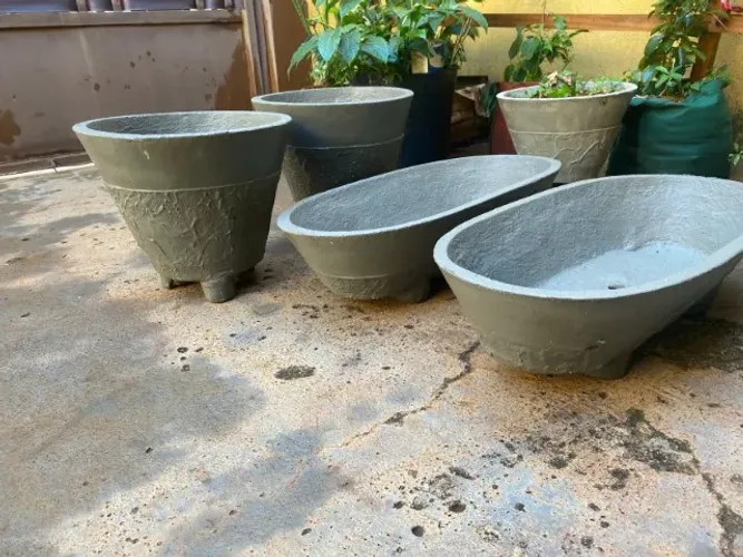 Vasos e Floreiras de Cimento Artesanais