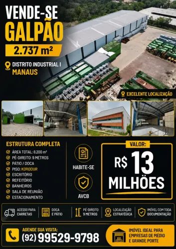 Galpão 2.737m² no Distrito Industrial I - 8.200m² de Terreno | Doca + Habite-se