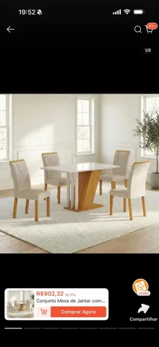 Mesa com 4 cadeiras novas