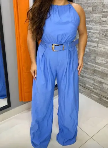 Macacão Azul + Vestido Amarelo + Calça Alfaiataria + Saia Courino + Cropped