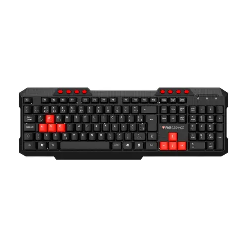 Teclado com Fio Kross USB Função Multimídia - Vermelho e Preto - NOVO