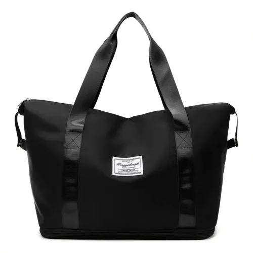 Bolsa Casual Expansível Dobrável Viagens Academia Cor:Preto, verde e lilás 
