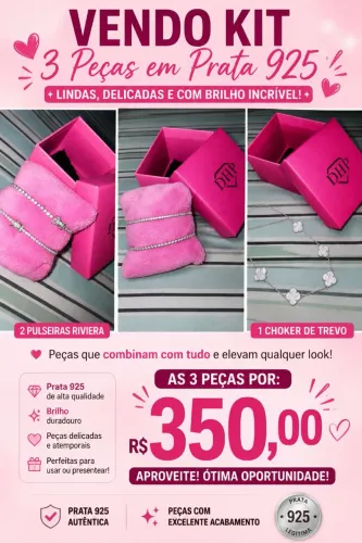Vendo kit 2 pulseiras Rivieira e uma choker trevo todas peças em prata 925