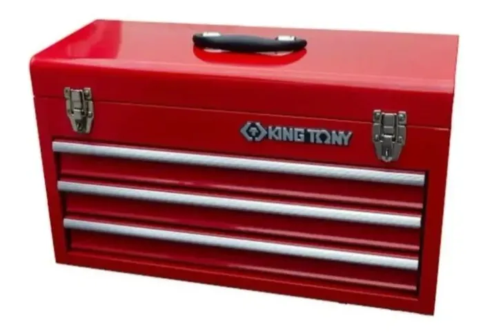 Caixa baú de ferramentas metálica 3 gavetas Kingtony