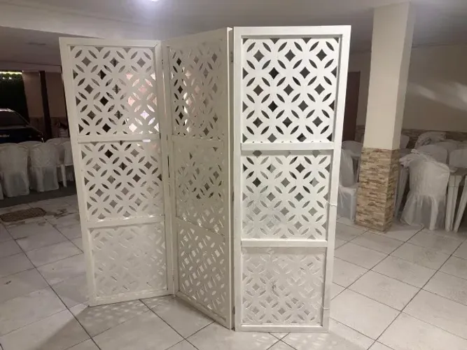 Biombo de Madeira Branco