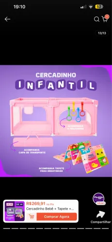 Cercadinho Infantil Grande para Bebê ROSA (Usado)