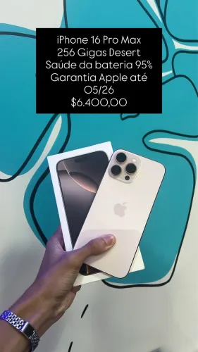 iPhone 16 Pro Max / 256gb / 95% de bateria / Com Garantia Apple