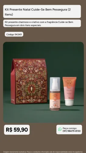 KIT PRESENTE NATAL CUIDE SE BEM PESSEGURA DO BOTICÁRIO.