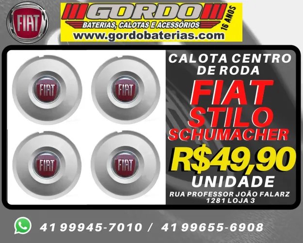 Calota de roda Fiat Stilo. Roda Schumacher. R$49,90 a unidade. Disk entrega 