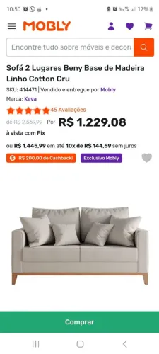 Sofá dois Lugares em Linho