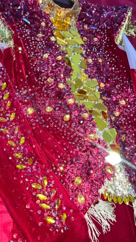 Figurino para apresentações - vermelho e dourado