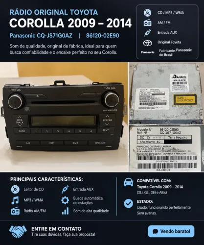 Rádio Original Toyota Corolla